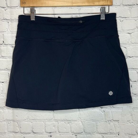 Athleta Womens Black Skorts Skirt Shorts size Medium Mesh Zipper Pocket - Picture 4 of 9